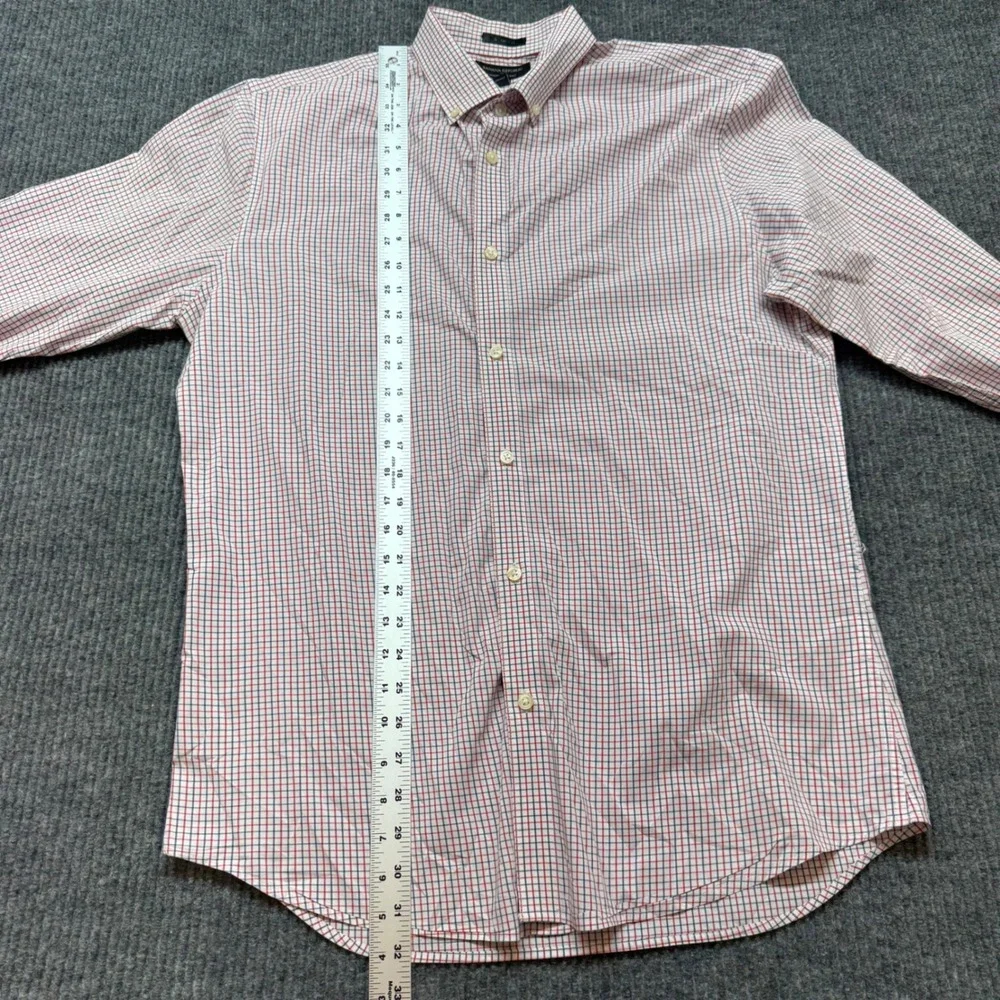Banana Republic Tech Stretch Shirt Mens L Slim Fit Red Blue Plaid Button Down